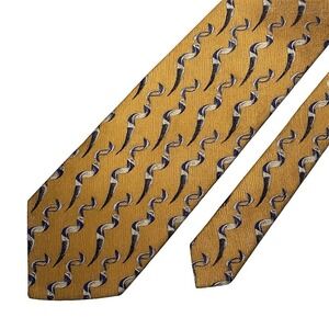 NEW Valentino Cravatte Tie 55.5x3.75 Silk Dark Gold Abstract Foulard Italy